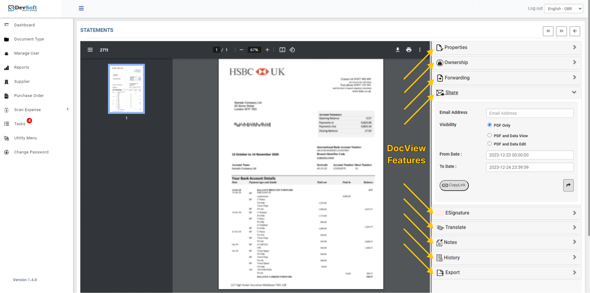 screenshot of DocView Capture